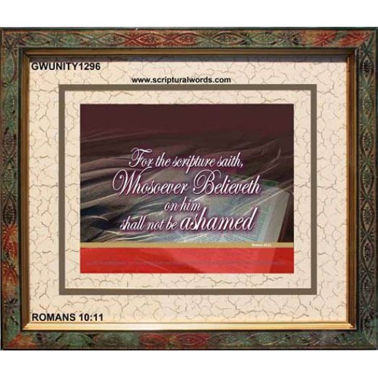 WHOSOEVER BELIEVETH   Custom Framed Scriptural ArtWork   (GWUNITY1296)   
