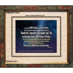 WONDERFUL, COUNSELLOR   Custom Framed Bible Verses   (GWUNITY1510)   