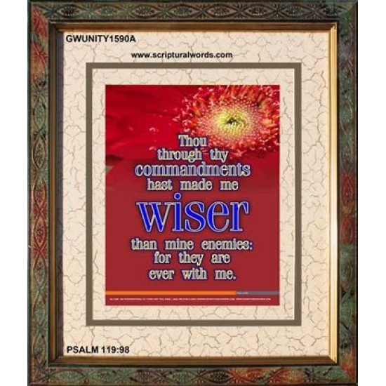 WISER THAN MINE ENEMIES   Scriptural Portrait Wooden Frame   (GWUNITY1590A)   