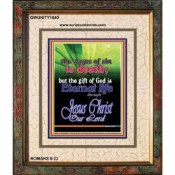 WAGES OF SIN IS DEATH   Christian Paintings Acrylic Glass Frame   (GWUNITY1640)   "20x25"