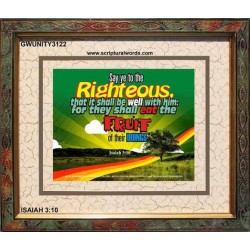 SAY YE TO THE RIGHTEOUS   Framed Bible Verse Online   (GWUNITY3122)   