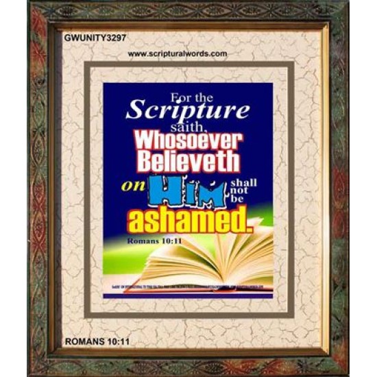WHOSOEVER BELIEVETH   Acrylic Glass Frame Scripture Art   (GWUNITY3297)   
