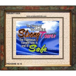 A STRONG TOWER   Encouraging Bible Verses Framed   (GWUNITY3529)   "25x20"