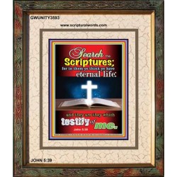 SEARCH THE SCRIPTURES   Framed Bible Verse Art   (GWUNITY3593)   