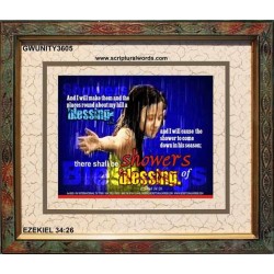 SHOWERS OF BLESSING   Frame Scripture Dcor   (GWUNITY3605)   
