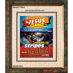 WITH HIS STRIPES   Bible Verses Wall Art Acrylic Glass Frame   (GWUNITY3634)   "20x25"