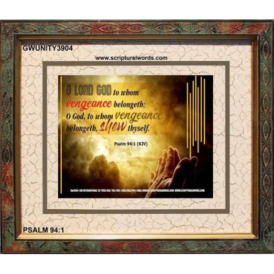 VENGEANCE BELONGS TO GOD   Acrylic Glass Frame Scripture Art   (GWUNITY3904)   