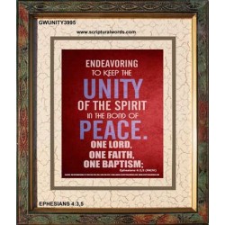 UNITY OF THE SPIRIT   Acrylic Glass Frame Scripture Art   (GWUNITY3995)   "20x25"