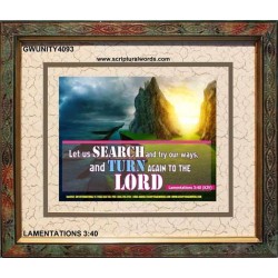 TURN AGAIN TO THE LORD   Inspirational Bible Verses Framed   (GWUNITY4093)   