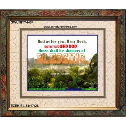 SHOWERS OF BLESSING   Unique Bible Verse Frame   (GWUNITY4404)   