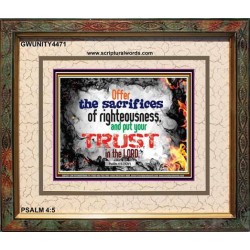 SACRIFICES OF RIGHTEOUSNESS   Bible Verse Frame for Home Online   (GWUNITY4471)   
