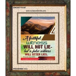 A FAITHFUL WITNESS   Custom Framed Bible Verse   (GWUNITY5150)   "20x25"