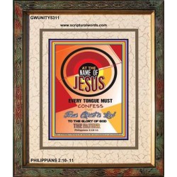 AT THE NAME OF JESUS   Framed Restroom Wall Decoration   (GWUNITY5311)   