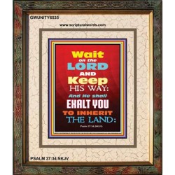 WAIT ON THE LORD   Bible Verses Wall Art Acrylic Glass Frame   (GWUNITY6535)   "20x25"