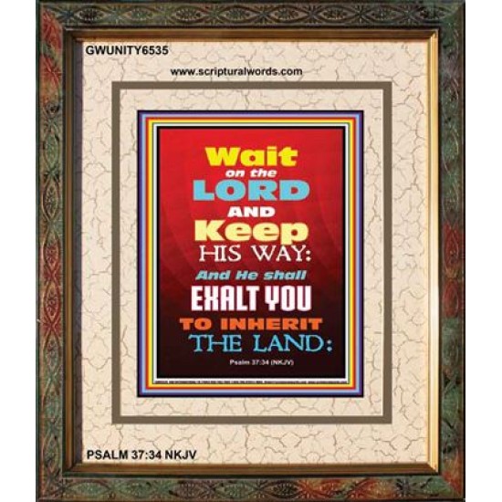 WAIT ON THE LORD   Bible Verses Wall Art Acrylic Glass Frame   (GWUNITY6535)   