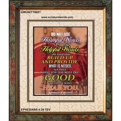 WATCH YOUR WORDS   Bible Scriptures on Love Acrylic Glass Frame   (GWUNITY6651)   "20x25"