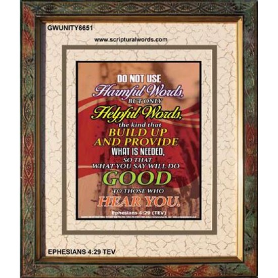 WATCH YOUR WORDS   Bible Scriptures on Love Acrylic Glass Frame   (GWUNITY6651)   