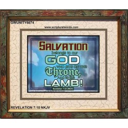SALVATION BELONGS TO GOD   Inspirational Bible Verses Framed   (GWUNITY6674)   