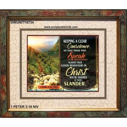 A CLEAR CONSCIENCE   Scripture Frame Signs   (GWUNITY6734)   