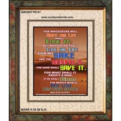 WHAT SHALL IT PROFIT A MAN   Frame Scriptures Dcor   (GWUNITY6741)   "20x25"