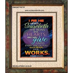 ACCORDING TO YOUR WORKS   Frame Bible Verse   (GWUNITY6778)   "20x25"