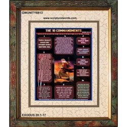 THE TEN COMMANDMENTS   Wooden Frame Scripture Art   (GWUNITY6913)   "20x25"