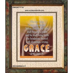 WHO ART THOU O GREAT MOUNTAIN   Bible Verse Frame Online   (GWUNITY716)   "20x25"