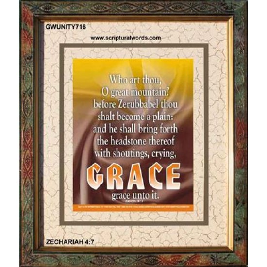 WHO ART THOU O GREAT MOUNTAIN   Bible Verse Frame Online   (GWUNITY716)   