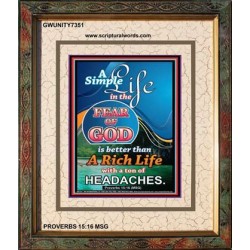 A SIMPLE LIFE   Biblical Art Acrylic Glass Frame   (GWUNITY7351)   