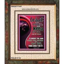 WAIT ON THE LORD   Framed Bible Verse Online   (GWUNITY7436)   "20x25"