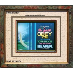 YOUR NAMES ARE WRITTEN IN HEAVEN   Christian Quote Framed   (GWUNITY7527)   "25x20"