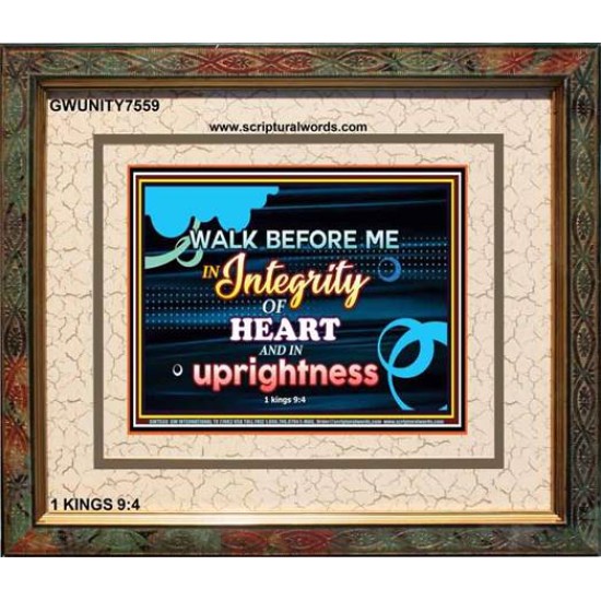WALK IN INTEGRITY   Unique Bible Verse Frame   (GWUNITY7559)   