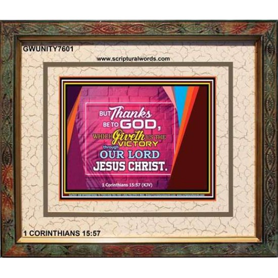 VICTORY IN CHRIST   Bible Verse Frame Online   (GWUNITY7601)   