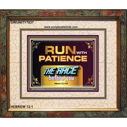 RUN WITH PATIENCE   Contemporary Christian Wall Art   (GWUNITY7837)   