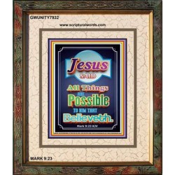 ALL THINGS ARE POSSIBLE   Bible Verses Wall Art Acrylic Glass Frame   (GWUNITY7932)   