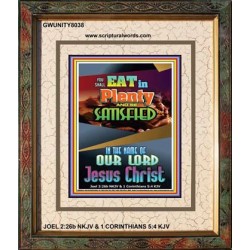 YOU SHALL EAT IN PLENTY   Bible Verses Frame for Home   (GWUNITY8038)   "20x25"