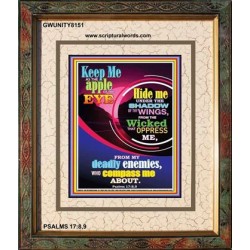 UNDER THE SHADOW OF THY WINGS   Scriptural Portrait Acrylic Glass Frame   (GWUNITY8151)   "20x25"