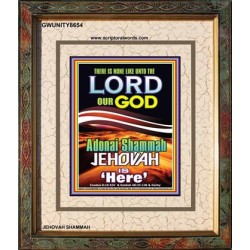ADONAI JEHOVAH SHAMMAH GOD IS HERE   Framed Hallway Wall Decoration   (GWUNITY8654)   