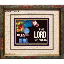 WORSHIP THE KING   Inspirational Bible Verses Framed   (GWUNITY9367B)   "25x20"