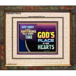 WHAT IS GOD'S PLACE IN YOUR HEART   Large Framed Scripture Wall Art   (GWUNITY9379)   