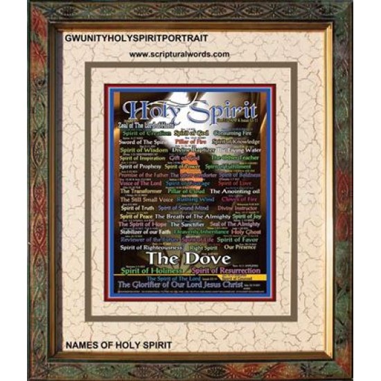 NAMES OF HOLY SPIRIT WITH BIBLE VERSES PICTURE   (GWUNITYHOLYSPIRITPORTRAIT)   