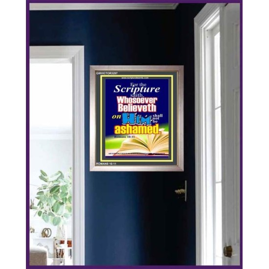 WHOSOEVER BELIEVETH   Acrylic Glass Frame Scripture Art   (GWVICTOR3297)   