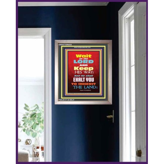 WAIT ON THE LORD   Bible Verses Wall Art Acrylic Glass Frame   (GWVICTOR6535)   