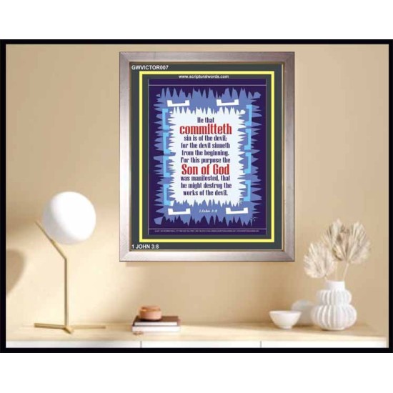 THE SON OF GOD WAS MANIFESTED   Bible Verses Framed Art   (GWVICTOR007)   