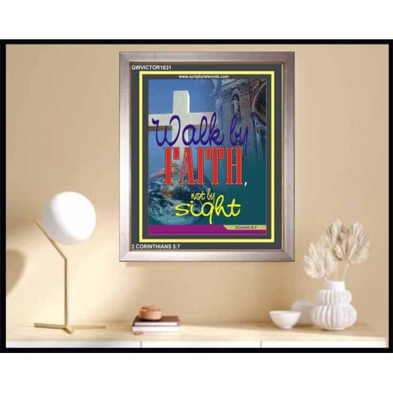 WALK BY FAITH   Inspirational Wall Art Wooden Frame   (GWVICTOR1631)   