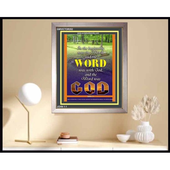 THE WORD WAS GOD   Inspirational Wall Art Wooden Frame   (GWVICTOR252)   