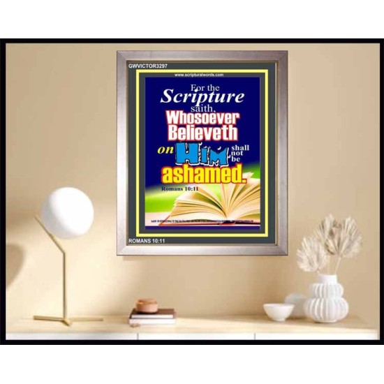 WHOSOEVER BELIEVETH   Acrylic Glass Frame Scripture Art   (GWVICTOR3297)   