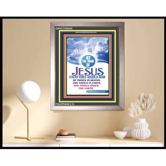 AT THE NAME OF JESUS   Scripture Wood Frame    (GWVICTOR5439)   