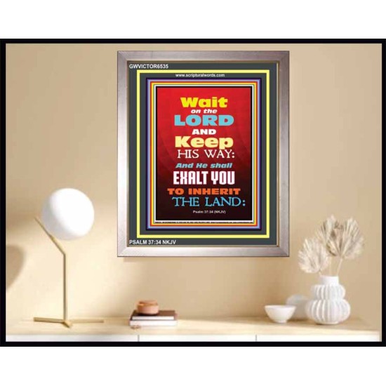 WAIT ON THE LORD   Bible Verses Wall Art Acrylic Glass Frame   (GWVICTOR6535)   