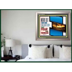 WORK OUT YOUR SALVATION   Biblical Art Acrylic Glass Frame   (GWVICTOR5312)   "16x14"